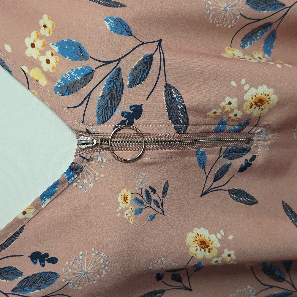 BloomChic Floral V-Neck Blouse -‎ Pink and Blue - Picture 5 of 7